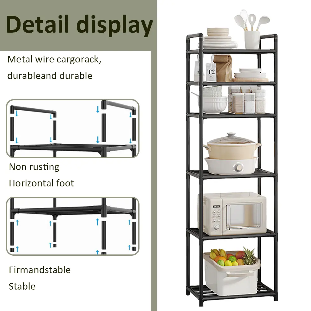 6 Tier Metal Storage Shelf Utility Shelf Storage Rack Shelving Unit Pantry Shelves for Kitchen Bathroom Laundry