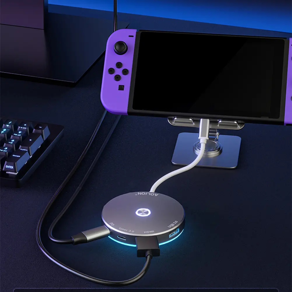 Portable Docking Station HDMI-Compatible TV Portable Docking Station 4K 1080P 60Hz PD Charging for Nintendo Switch Steam Deck PC