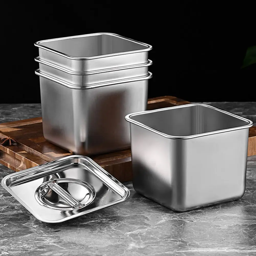 Stainless Steel Condiment Jar with Lid Spice Container Stackable Condiment Canister Seasoning Box for Salt Sugar Oil