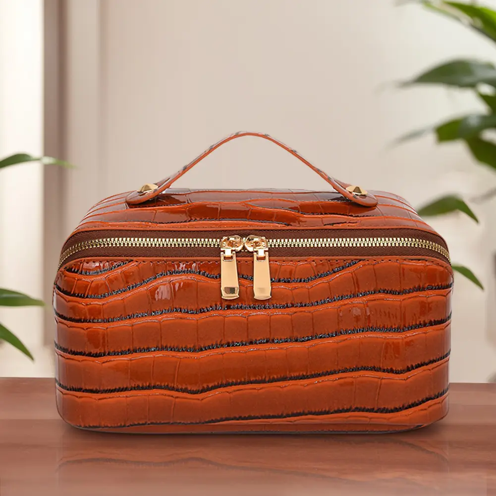 PU Leather Makeup Bag Travel Toiletry Bag Large Capacity Makeup Organizer Bag Waterproof Skincare Holder Bag Makeup Storage Bag