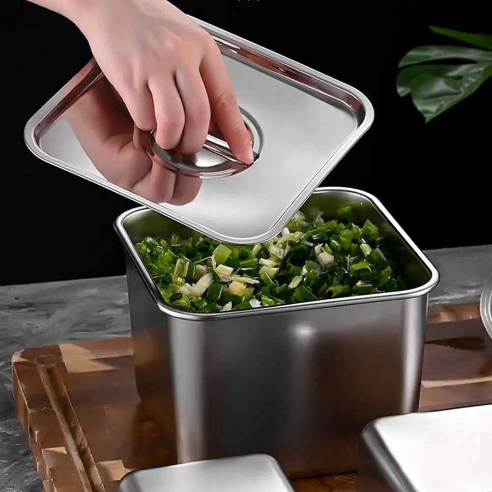 Stainless Steel Condiment Jar with Lid Spice Container Stackable Condiment Canister Seasoning Box for Salt Sugar Oil