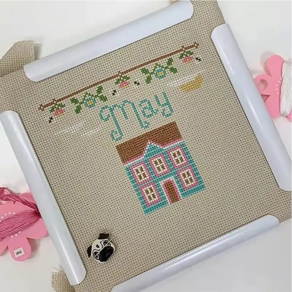 Cross Stitch Hoops Frames Plastic Rectangular Cross Stitch Hoop White Snap Needlework Frame for Quilting Silk Painting