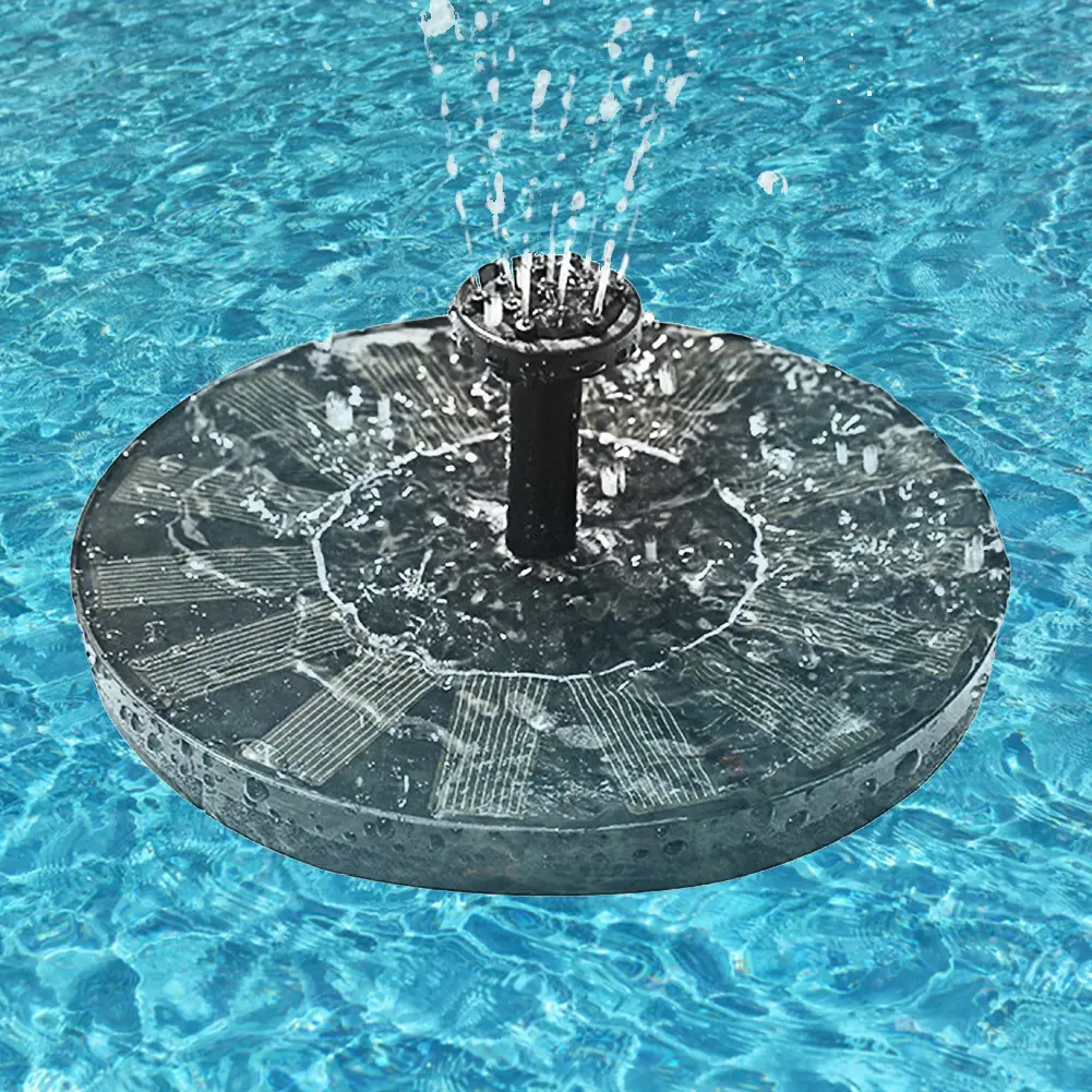 1W Solar Fountain Pump Lift 35-50CM Solar Powered Fountain Pump with 6 Nozzles for Bird Bath Garden Pond Pool Fish Tank Outdoor