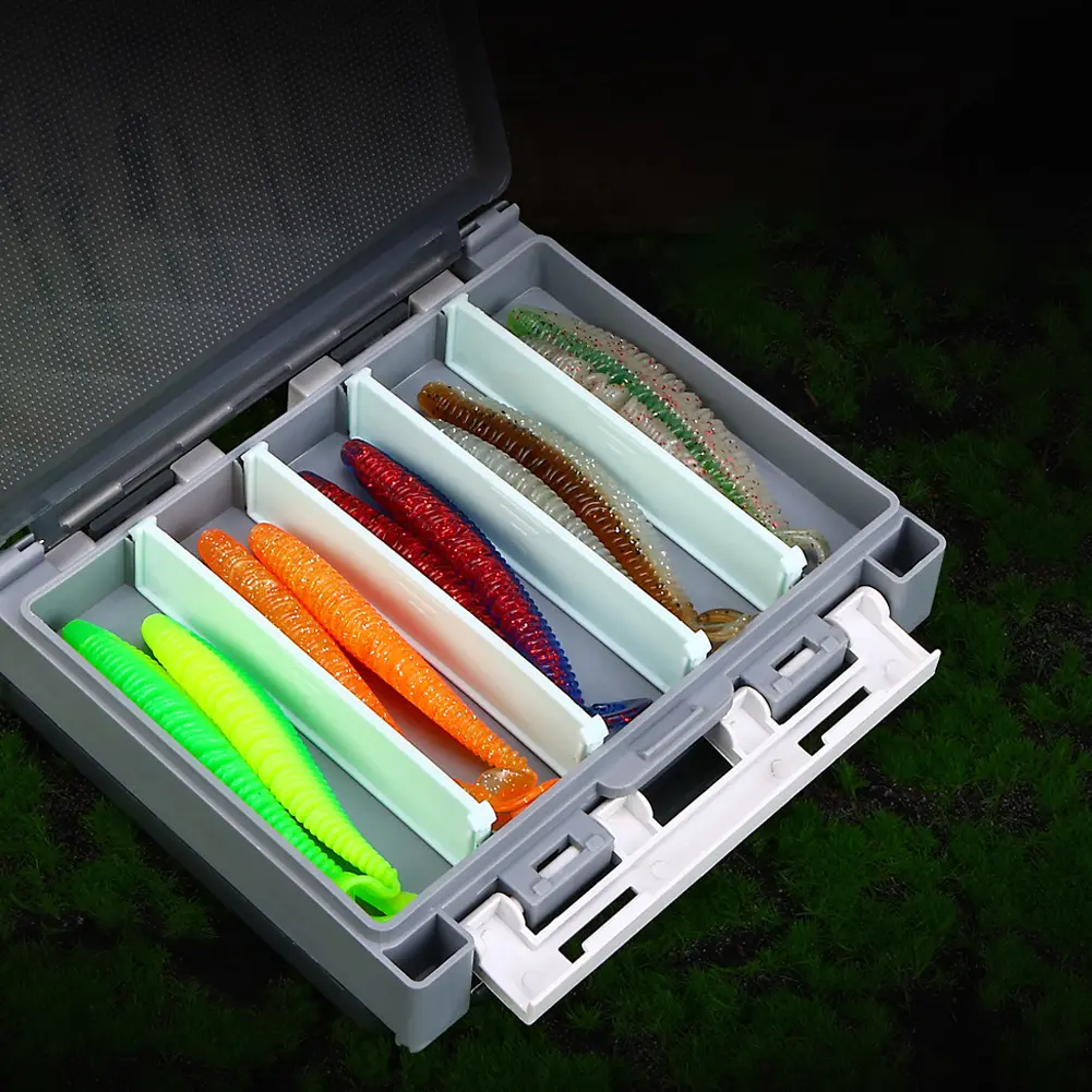 Double Sided Fishing Lure Jig Head Box Organizer with Adjustable Dividers Fishing Storage Box for Blades Spinner