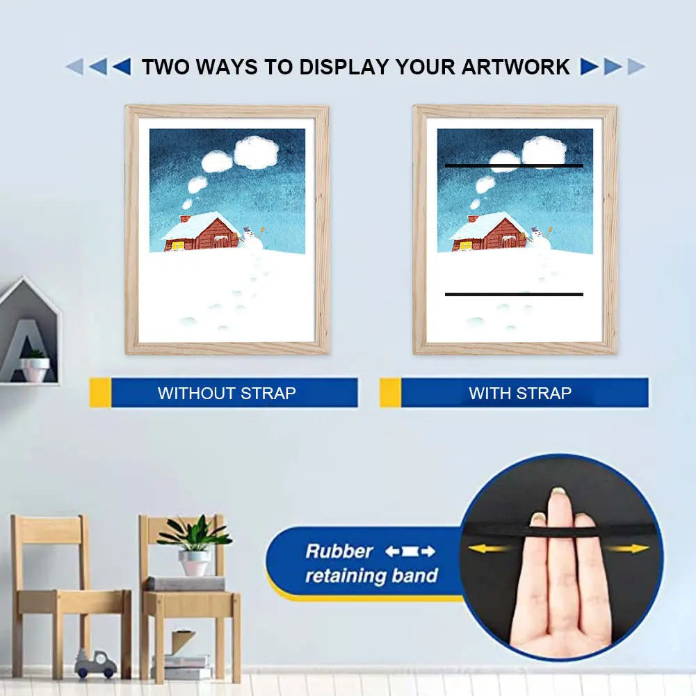 Kids Art Frames Front Opening Children Photo Display Artwork Frame Oil Painting Storage Box Clamshell Picture Frame Wall Decor