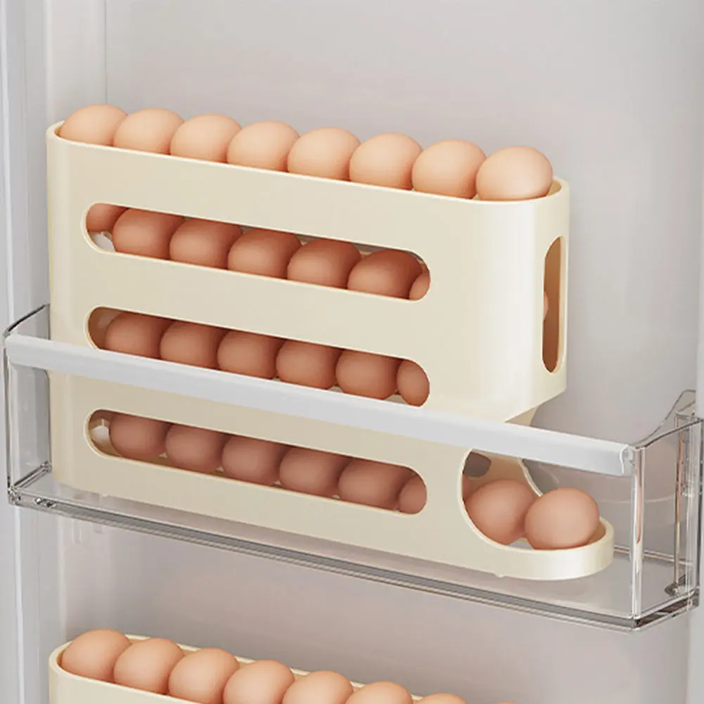 4 Layers Auto-Rolling Egg Dispenser Large Capacity Refrigerator Egg Dispenser Refrigerator Egg Storage Box for Fridge Countertop