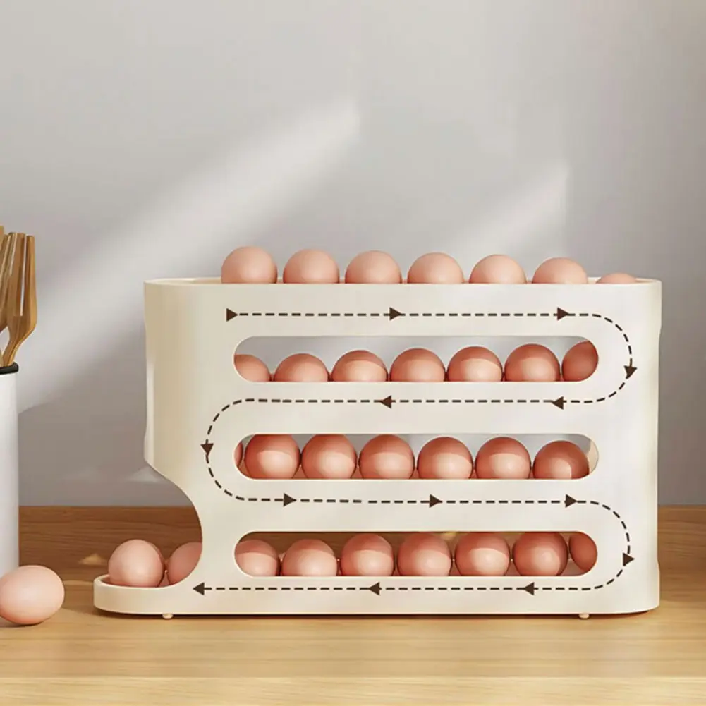 4 Layers Auto-Rolling Egg Dispenser Large Capacity Refrigerator Egg Dispenser Refrigerator Egg Storage Box for Fridge Countertop