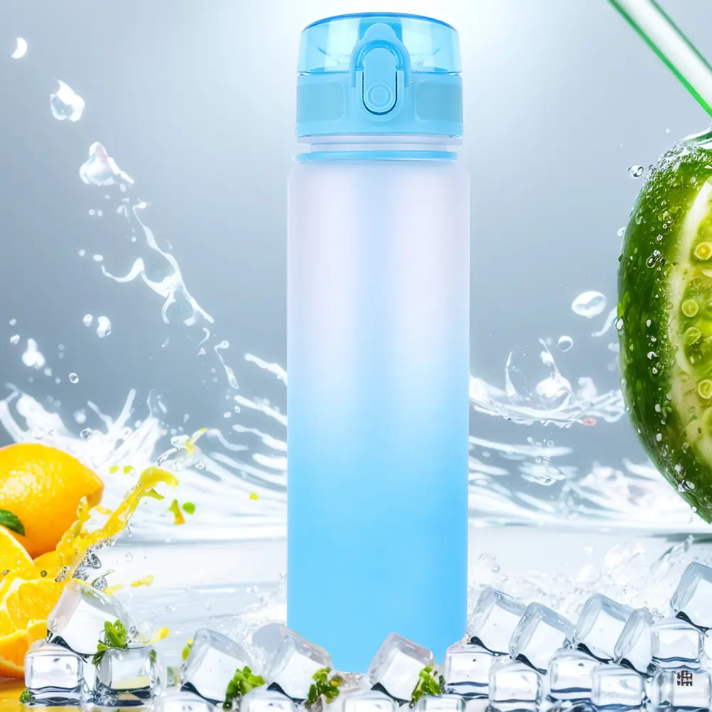 500ml Frosted Water Bottle with Handle Sports Water Bottle Large Capacity Dazzling Color Water Bottle for Outdoor Fitness