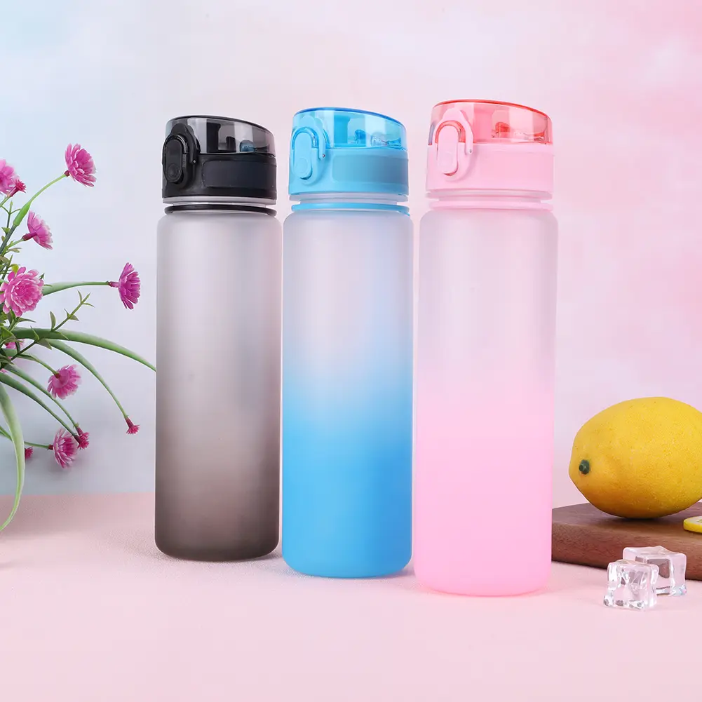 500ml Frosted Water Bottle with Handle Sports Water Bottle Large Capacity Dazzling Color Water Bottle for Outdoor Fitness