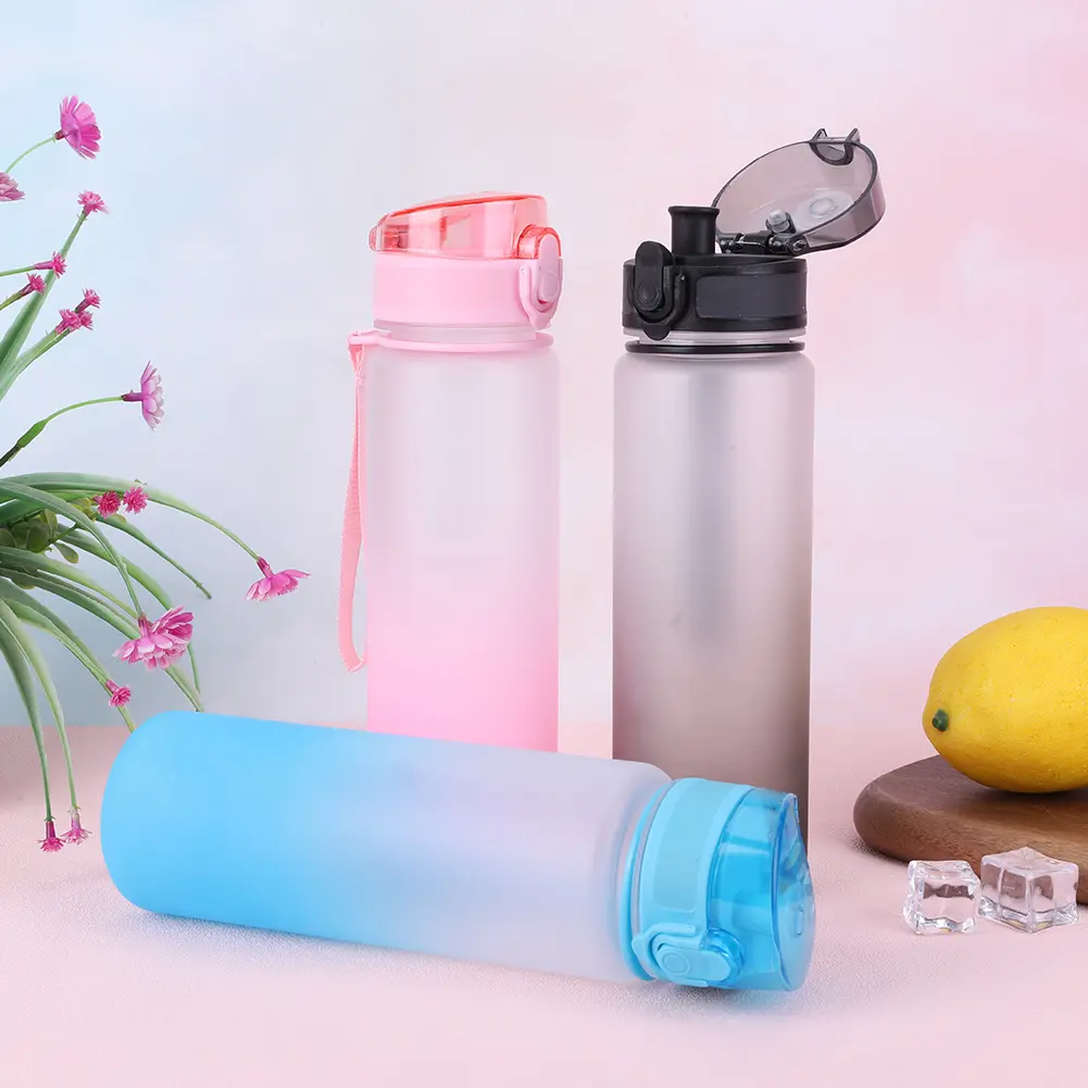500ml Frosted Water Bottle with Handle Sports Water Bottle Large Capacity Dazzling Color Water Bottle for Outdoor Fitness