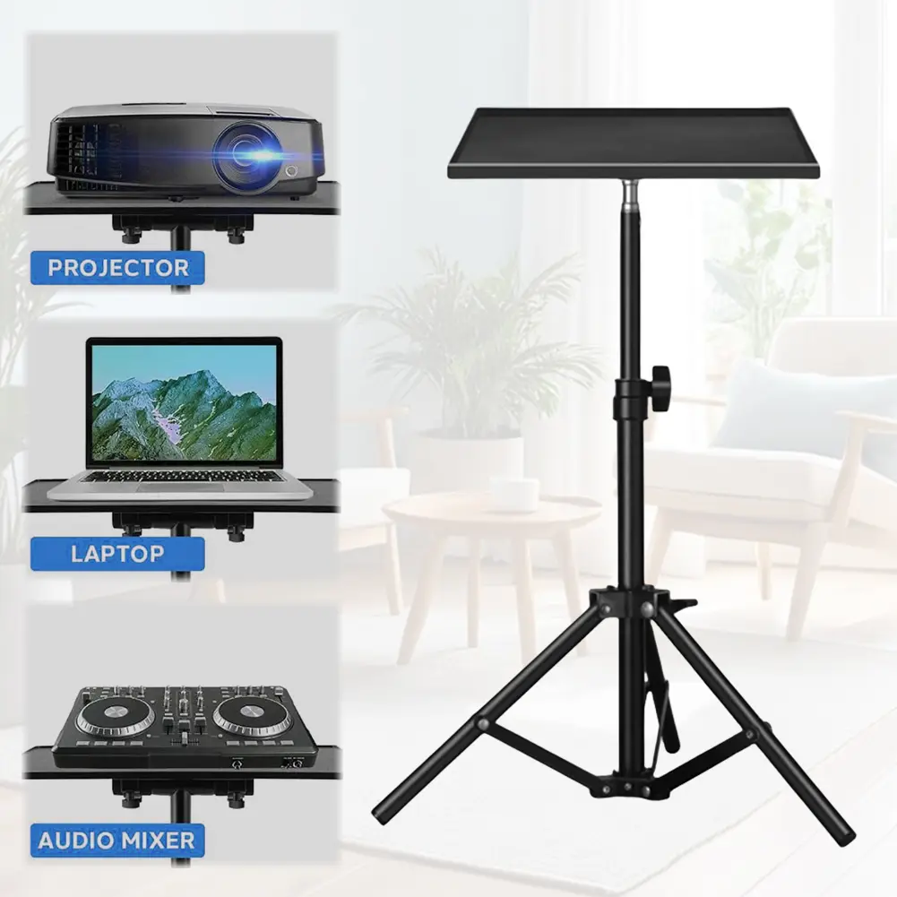 Projectors Tray 1/4inch Thread Tripod Tray Height Adjustable DJ Equipment Holder Telescopic Rod Standing for Laptop DSLR Camera