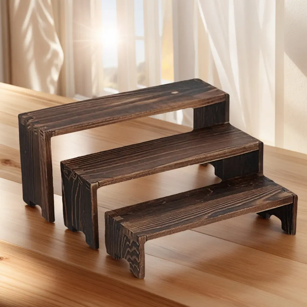 3 Tier Display Wood Risers Desktop Organizer Desert Wood Racks Wood Display Stand Set for Cupcakes Collectibles Jewelry Perfum