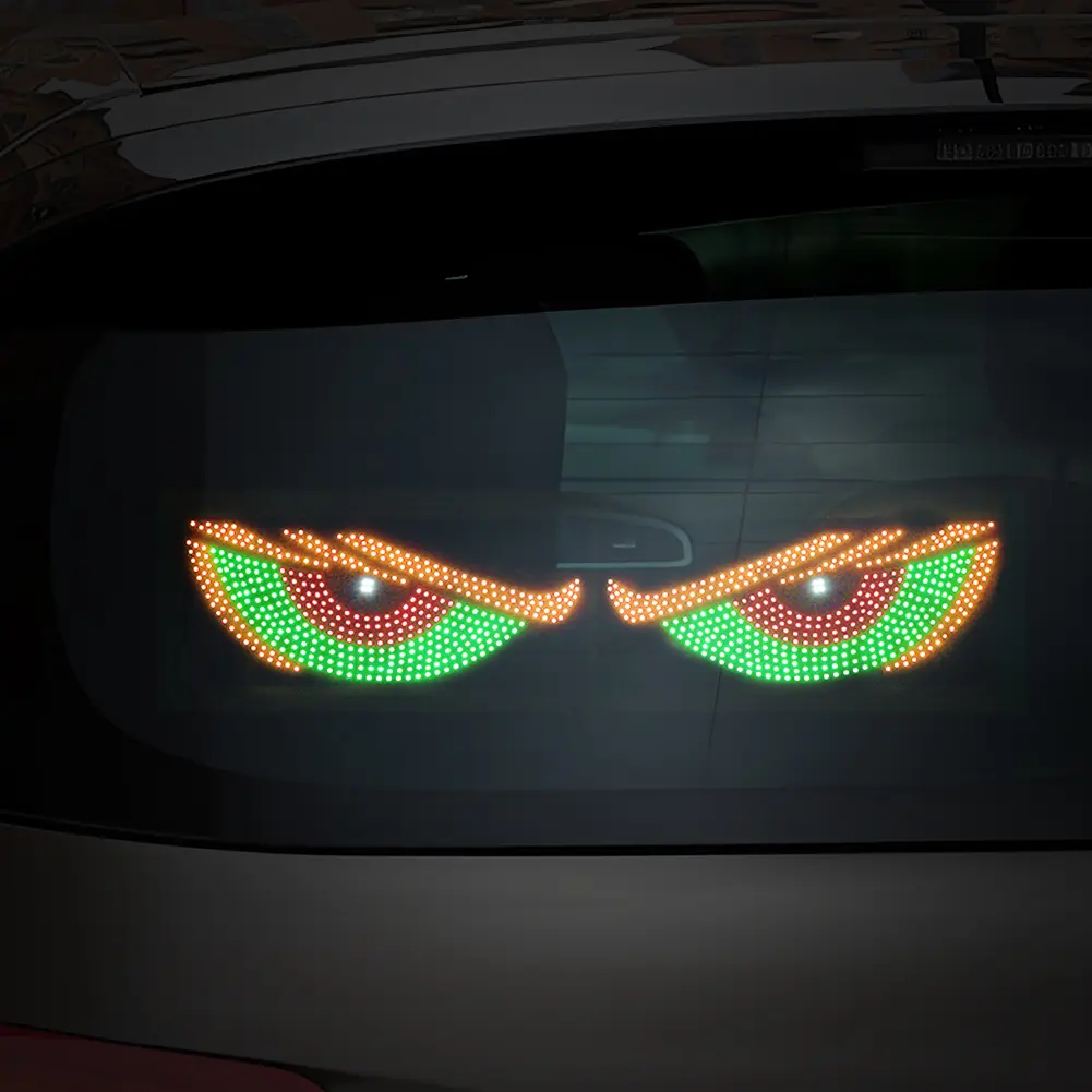2Pcs LED Car Front Rear Windshield Glass Light USB Car Evil Eyes Warning Lamp Car Windshield Demon Eye Lights Auto Accessories