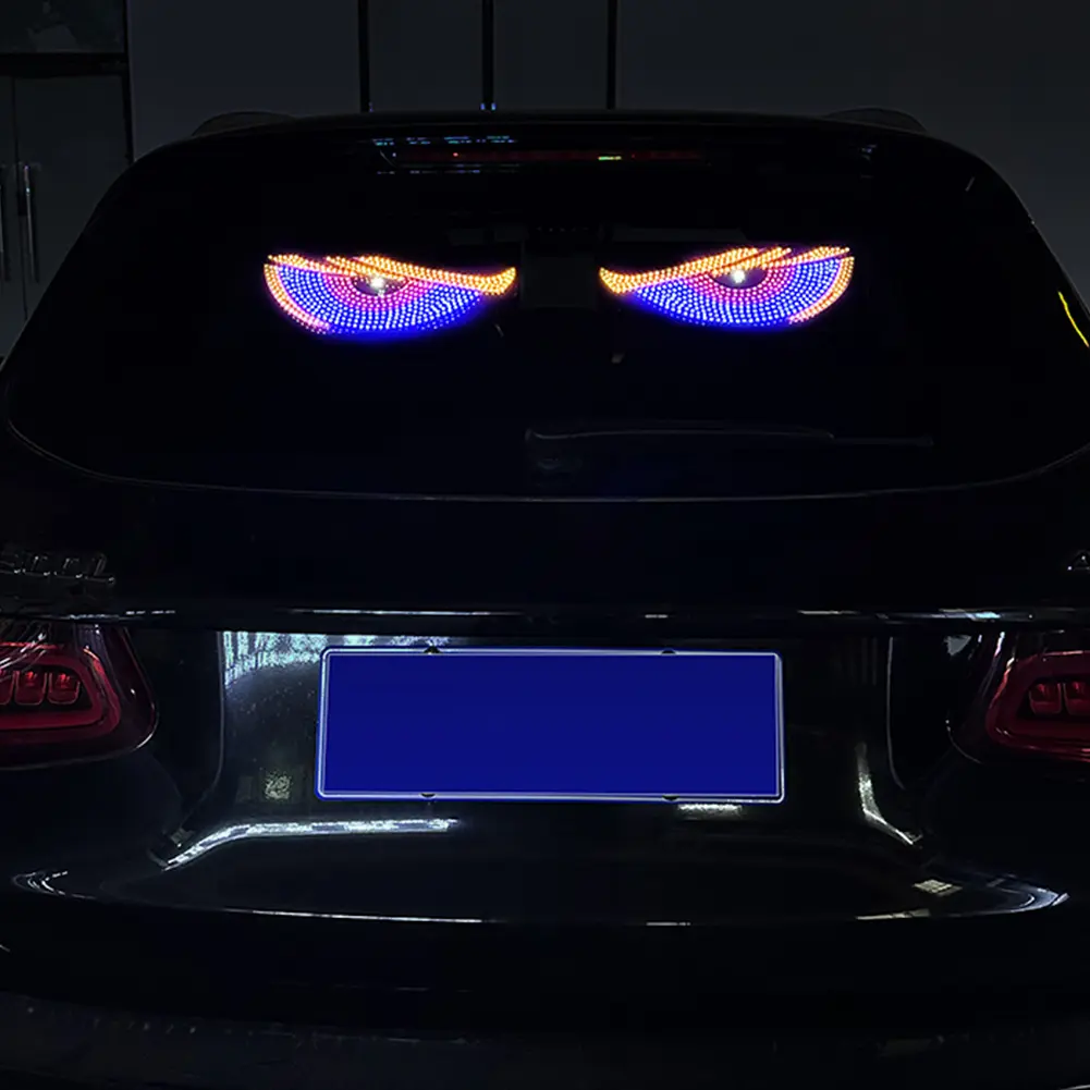 2Pcs LED Car Front Rear Windshield Glass Light USB Car Evil Eyes Warning Lamp Car Windshield Demon Eye Lights Auto Accessories