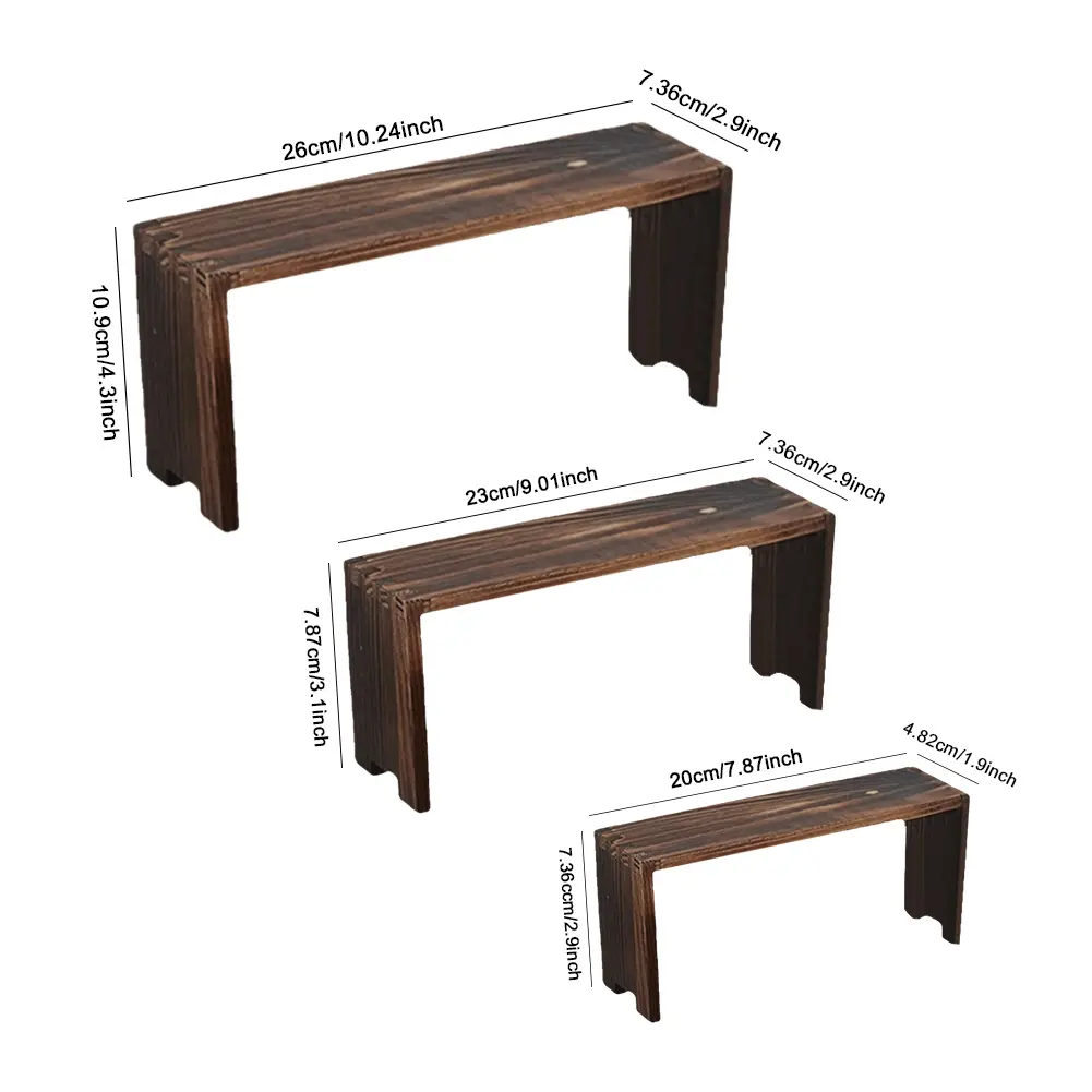3 Tier Display Wood Risers Desktop Organizer Desert Wood Racks Wood Display Stand Set for Cupcakes Collectibles Jewelry Perfum