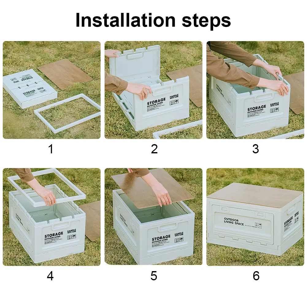 27L Camping Storage Box Large Capacity Foldable Trunk Organizer Outdoor Bench Chopping Board for Outdoor Tourist