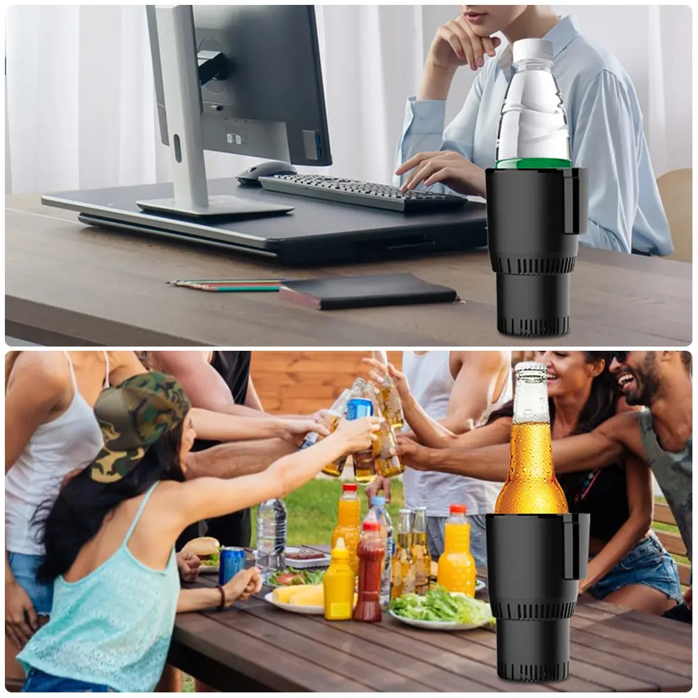 2 In 1 Smart Hot Cold Cup 12V 36W Smart Car Cup Mug Holder Keep Beverage Cool Warm Insulation Drink Cooler Cup for Road Tripper