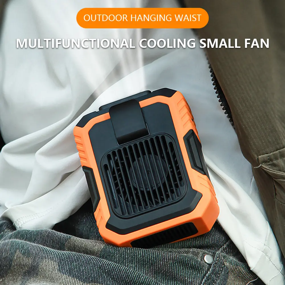 Portable Mini Waist Fan USB Rechargeable 4000mAh Hands-free Fan Emergency Mobile Power Electric Fan Cooler Bladeless for Outdoor