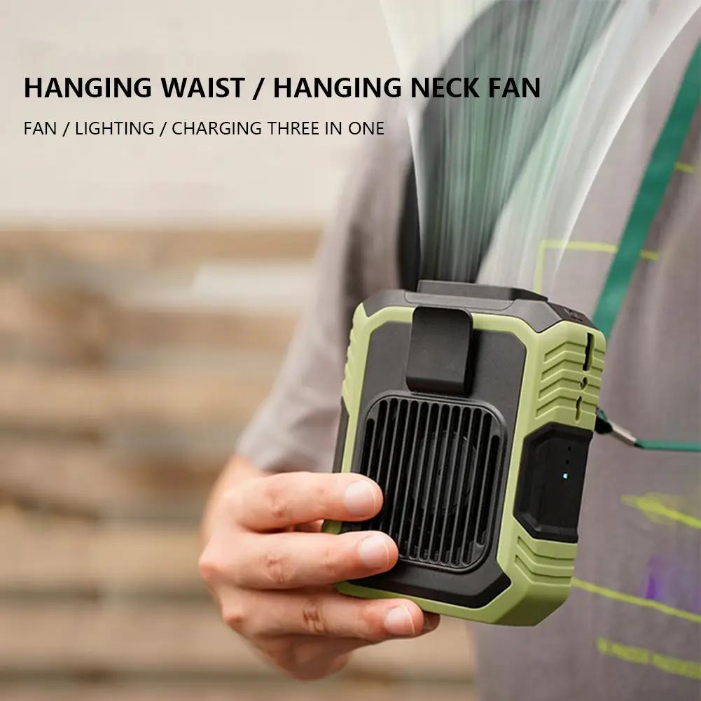 Portable Mini Waist Fan USB Rechargeable 4000mAh Hands-free Fan Emergency Mobile Power Electric Fan Cooler Bladeless for Outdoor