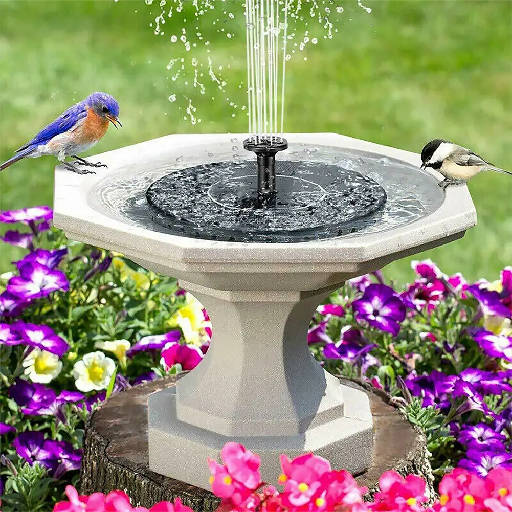 1W Solar Fountain Pump Lift 35-50CM Solar Powered Fountain Pump with 6 Nozzles for Bird Bath Garden Pond Pool Fish Tank Outdoor