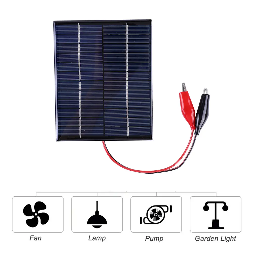 6W Solar Panel Charger Polycrystalline Silicon Dropper Board Weatherproof Outdoor Solar Panels Charging Rechargeable 12V Battery