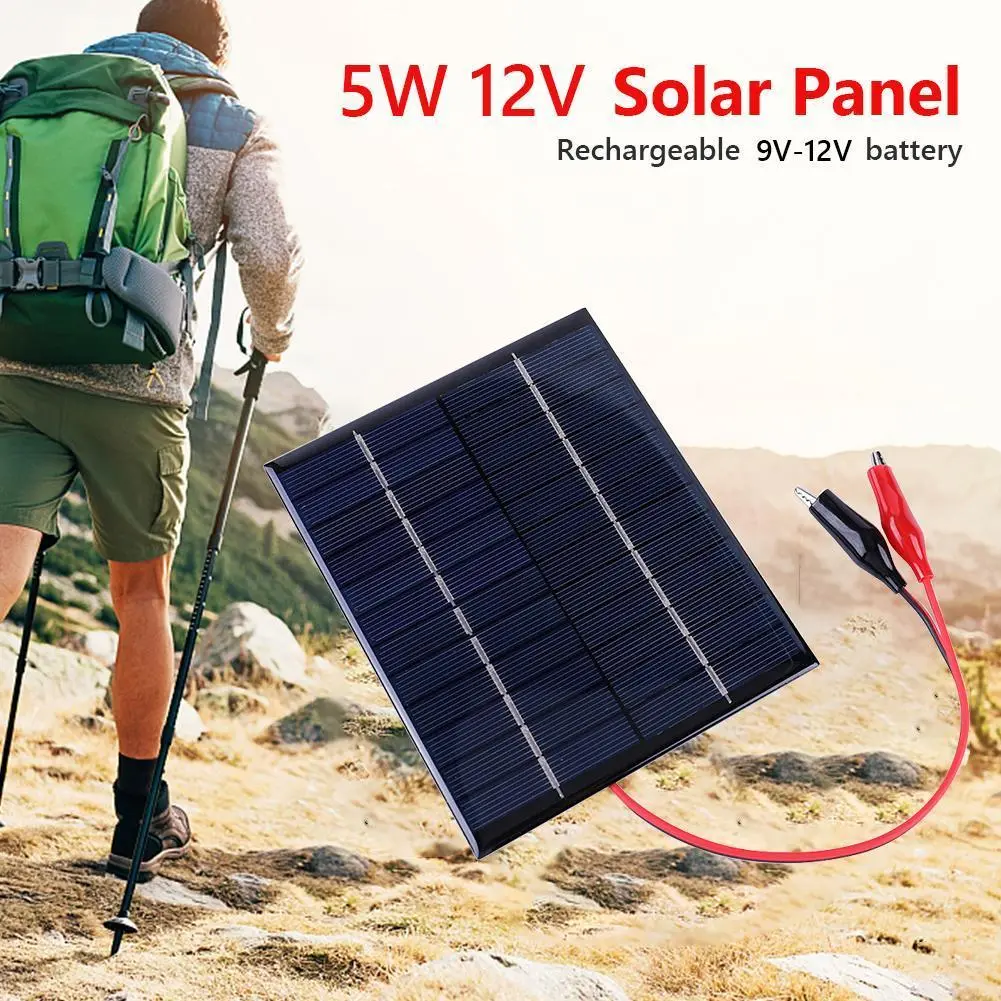 6W Solar Panel Charger Polycrystalline Silicon Dropper Board Weatherproof Outdoor Solar Panels Charging Rechargeable 12V Battery