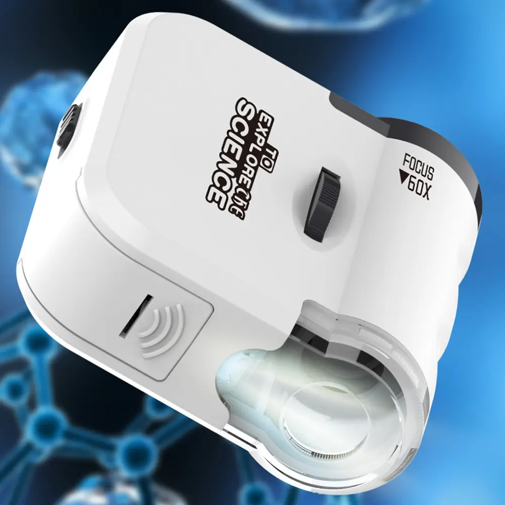 60X MicroMini Portable Microscope with UV Handheld Microscope with LED Flashlight for Student Science Lab