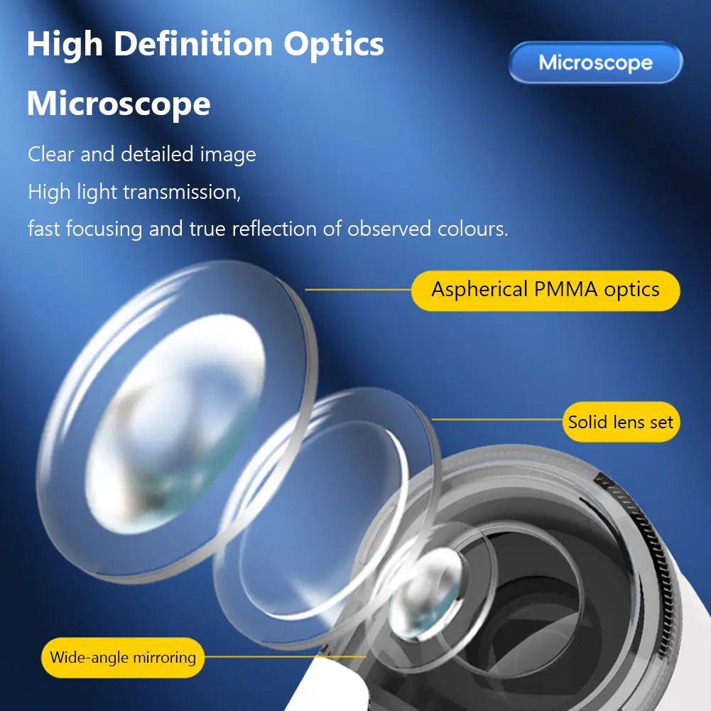 60X MicroMini Portable Microscope with UV Handheld Microscope with LED Flashlight for Student Science Lab