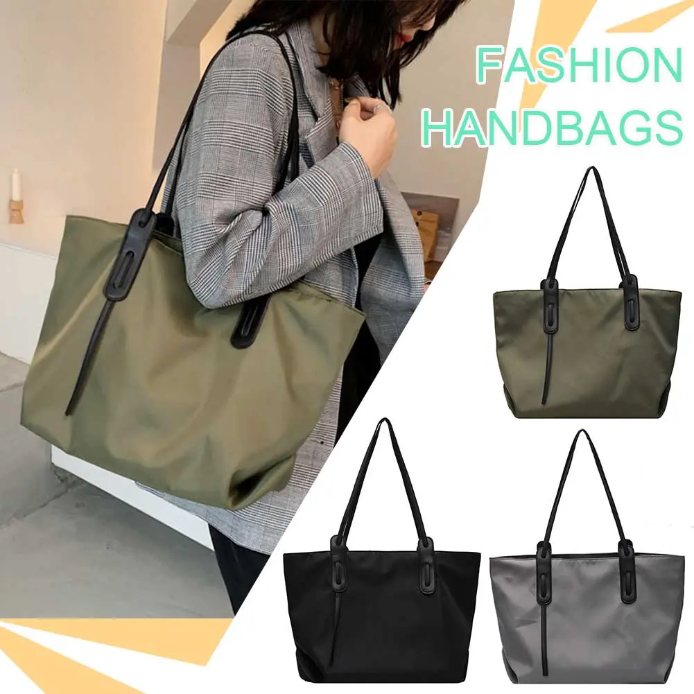 Shoulder Bag for Women Nylon Large Capacity Satchel Purse Solid Color Hobo Bag Oxford for Work Travel Shopping Shopper Bag