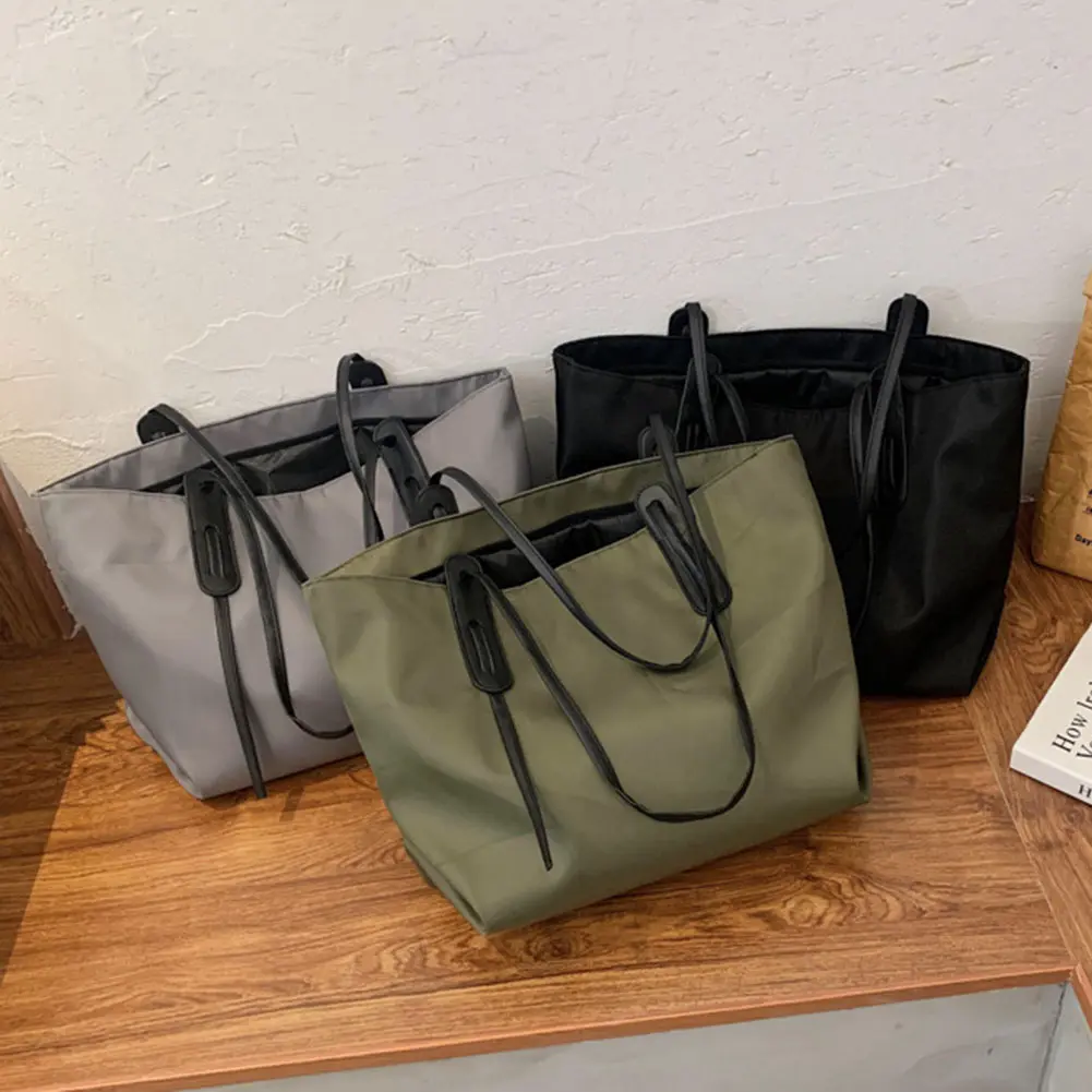 Shoulder Bag for Women Nylon Large Capacity Satchel Purse Solid Color Hobo Bag Oxford for Work Travel Shopping Shopper Bag