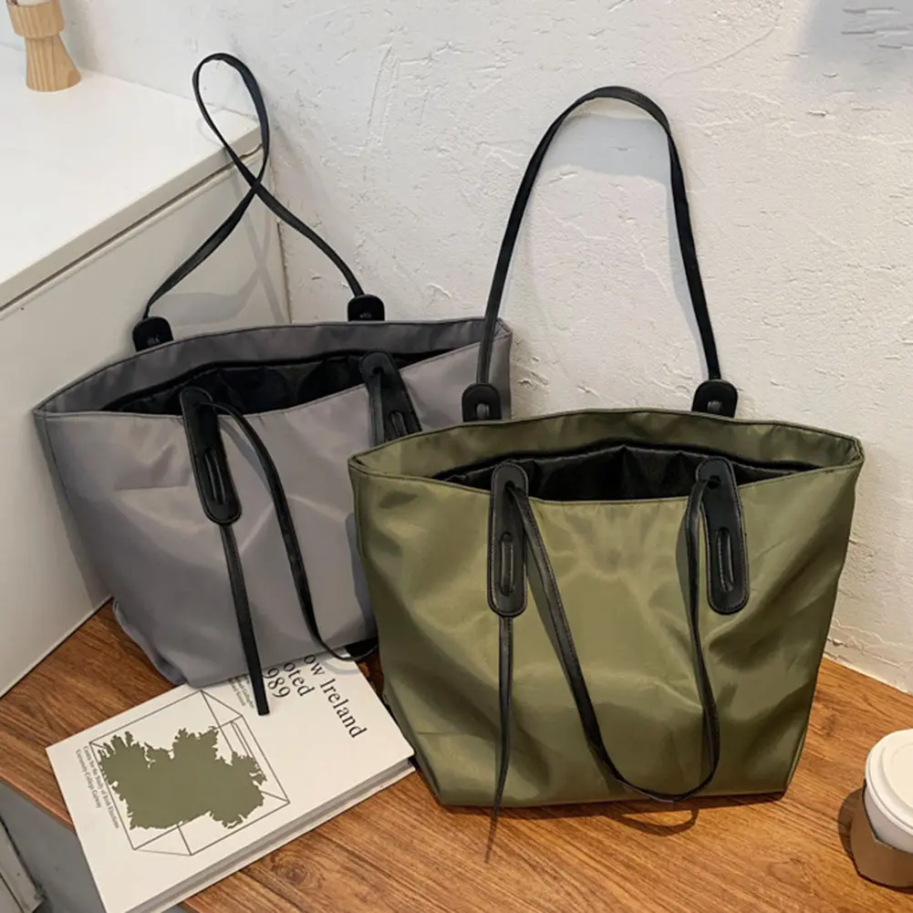 Shoulder Bag for Women Nylon Large Capacity Satchel Purse Solid Color Hobo Bag Oxford for Work Travel Shopping Shopper Bag