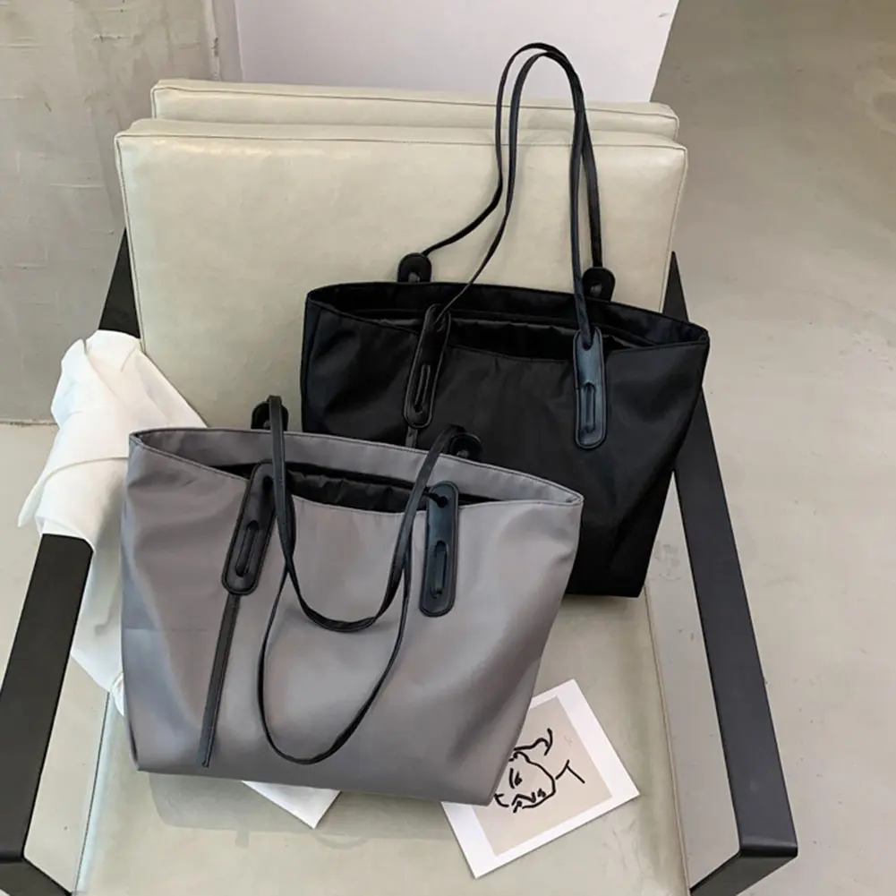 Shoulder Bag for Women Nylon Large Capacity Satchel Purse Solid Color Hobo Bag Oxford for Work Travel Shopping Shopper Bag