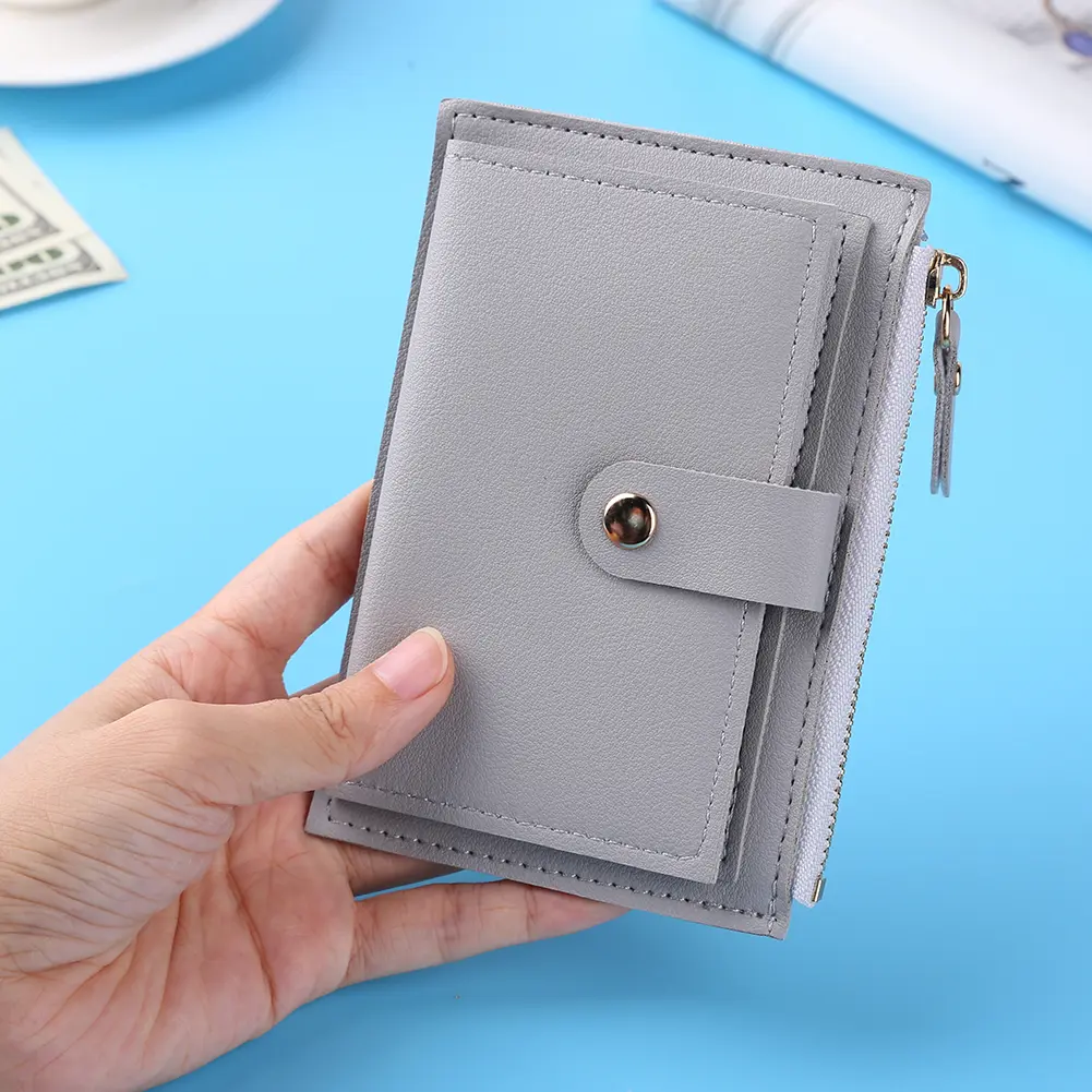 Mini Purse Zipper Card Holder Women Fashion ID Card Multi-slot Wallet PU Leather Holiday Gifts for Men Women