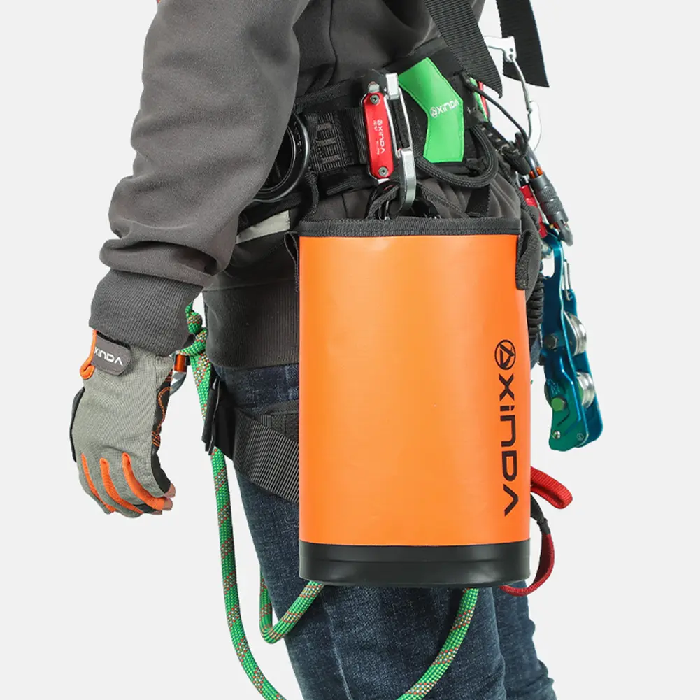 Wear-resistant 5L Storage Waist Bag Drawstring Portable High-Altitude Operation Tool Bag Internal Pocket Multipurpose Pouch