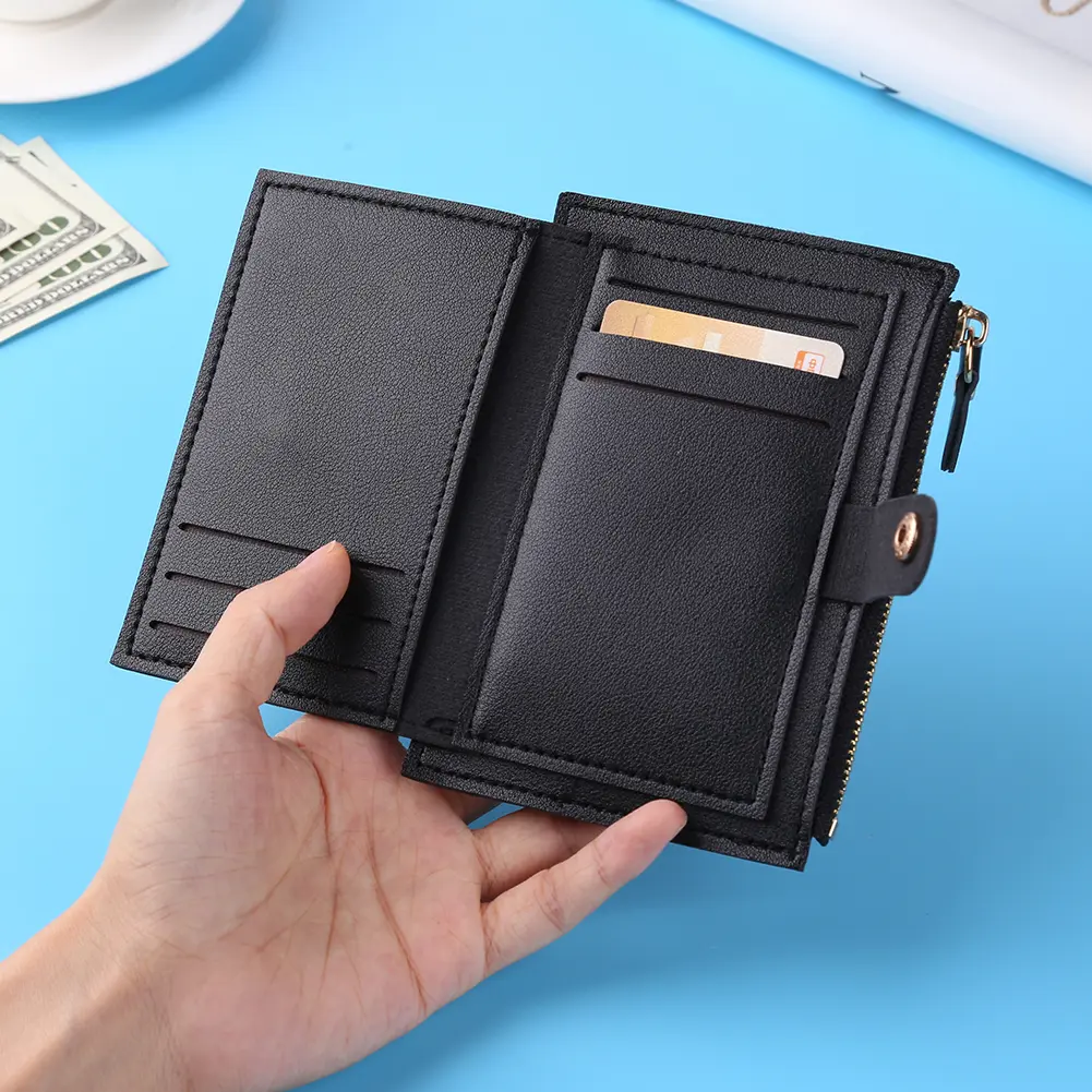 Mini Purse Zipper Card Holder Women Fashion ID Card Multi-slot Wallet PU Leather Holiday Gifts for Men Women