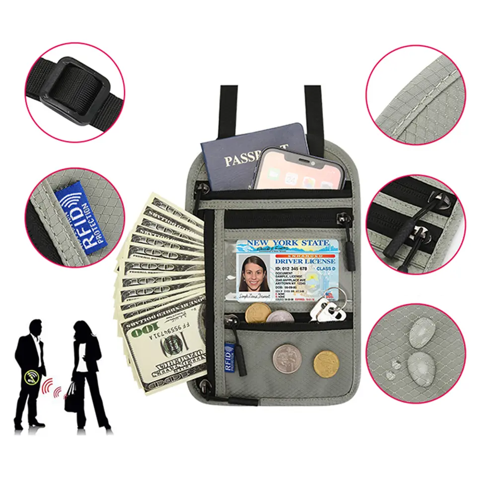 Anti-theft Travel Passport Holder Waterproof Document Organizer Wallet Shoulder Card Bag for Men Women Passport Holder