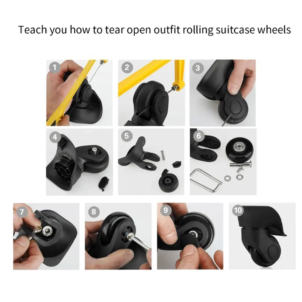 1 Pair Luggage Suitcase Replacement Wheels Mute Rubber Casters Wear Resistant Swivel Caster Wheels Wheels Bearings Repair Kits