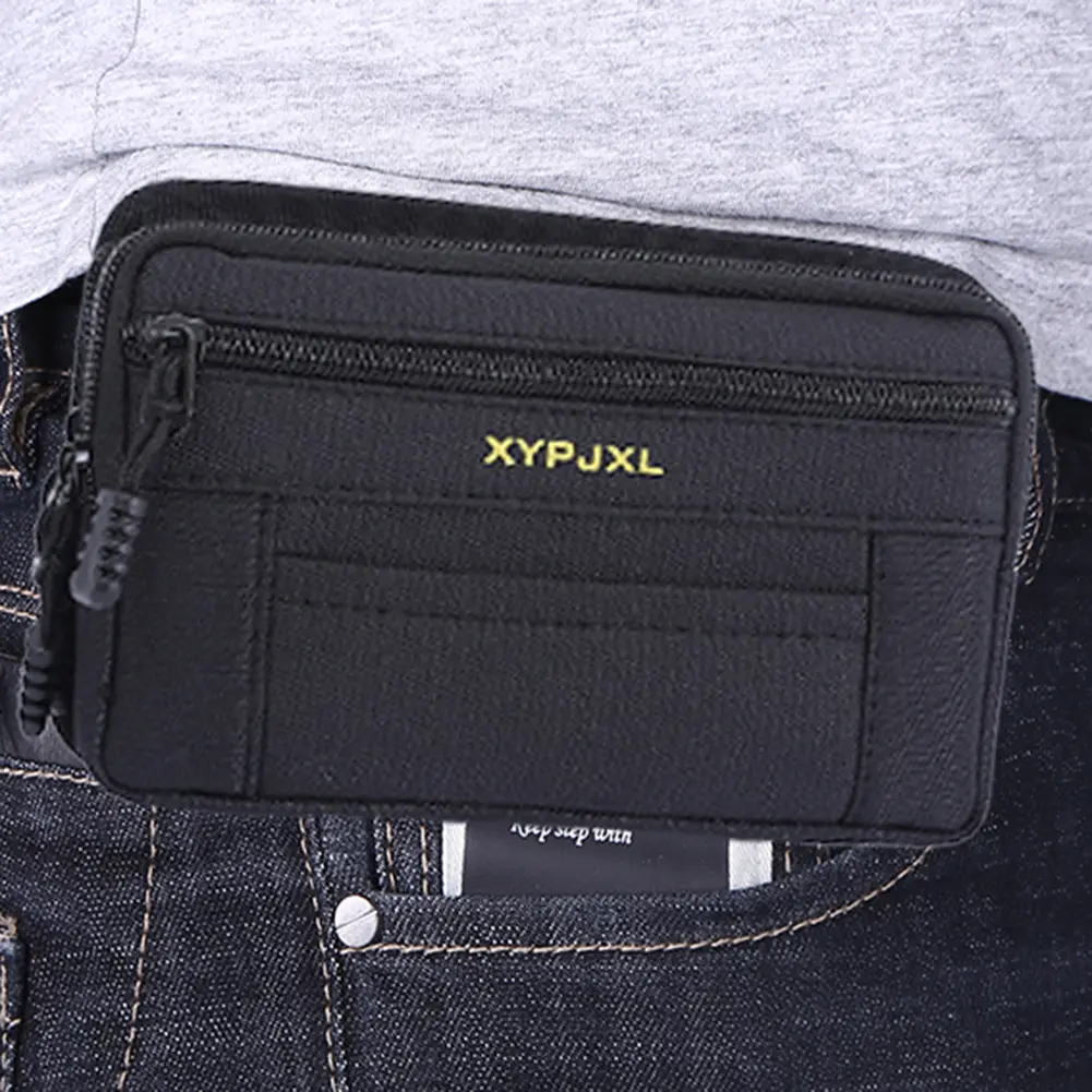 Men Waist Bag Multi-Compartment Wallet Pouch Portable Mobile Phone Purse Canvas Hiking Cycling Travel Tools