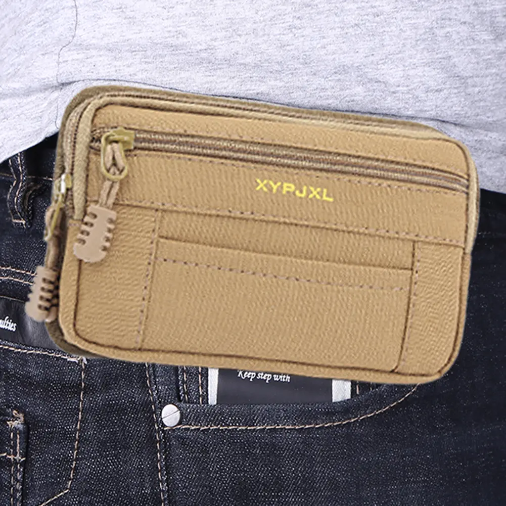 Men Waist Bag Multi-Compartment Wallet Pouch Portable Mobile Phone Purse Canvas Hiking Cycling Travel Tools