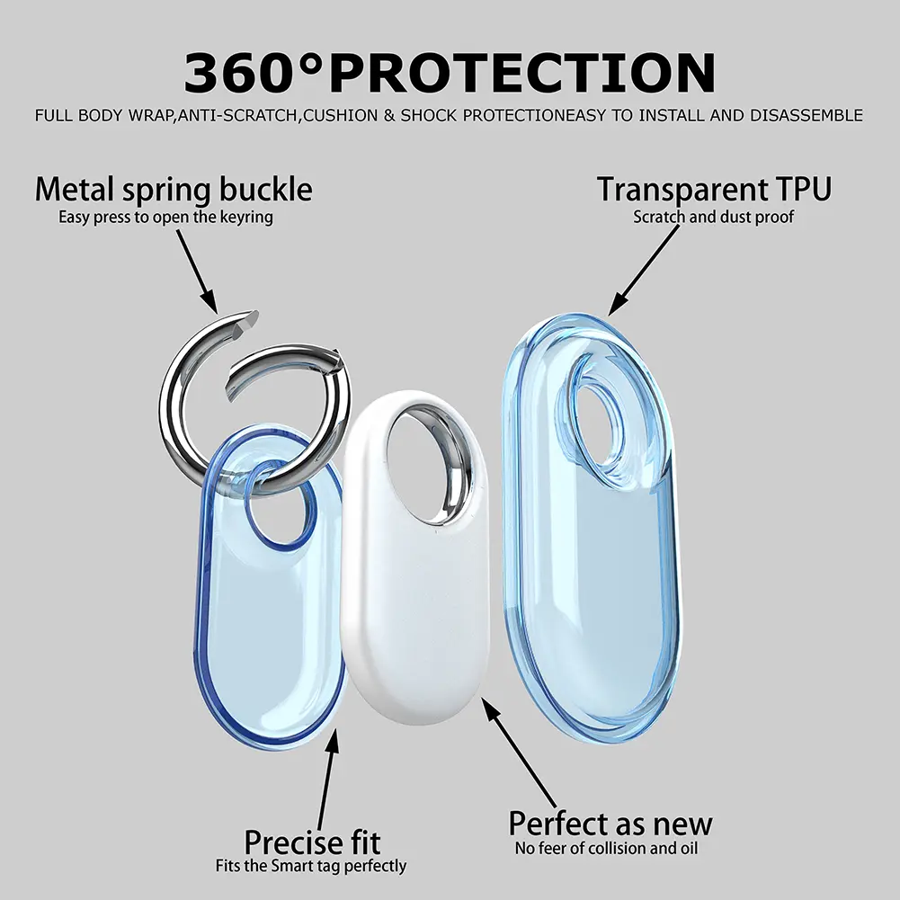 TPU Case Anti-Drop with Keychain Locator Tracker Case for Keys Wallet Luggage Pets Trackers Holder for Samsung Galaxy SmartTag 2