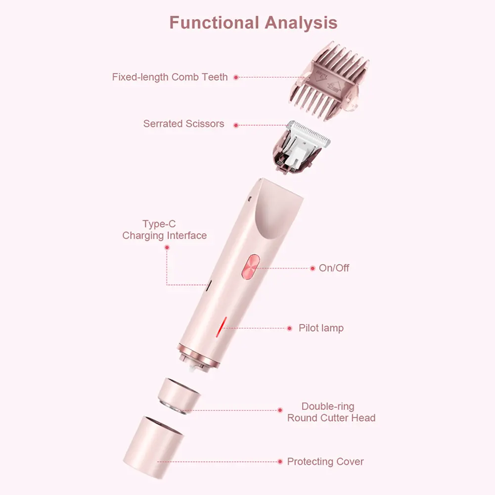 Body Shaver for Women Waterproof Hair Removal Razor Rechargeable Pubic Hair Trimmer for Pubic Legs Body Hair