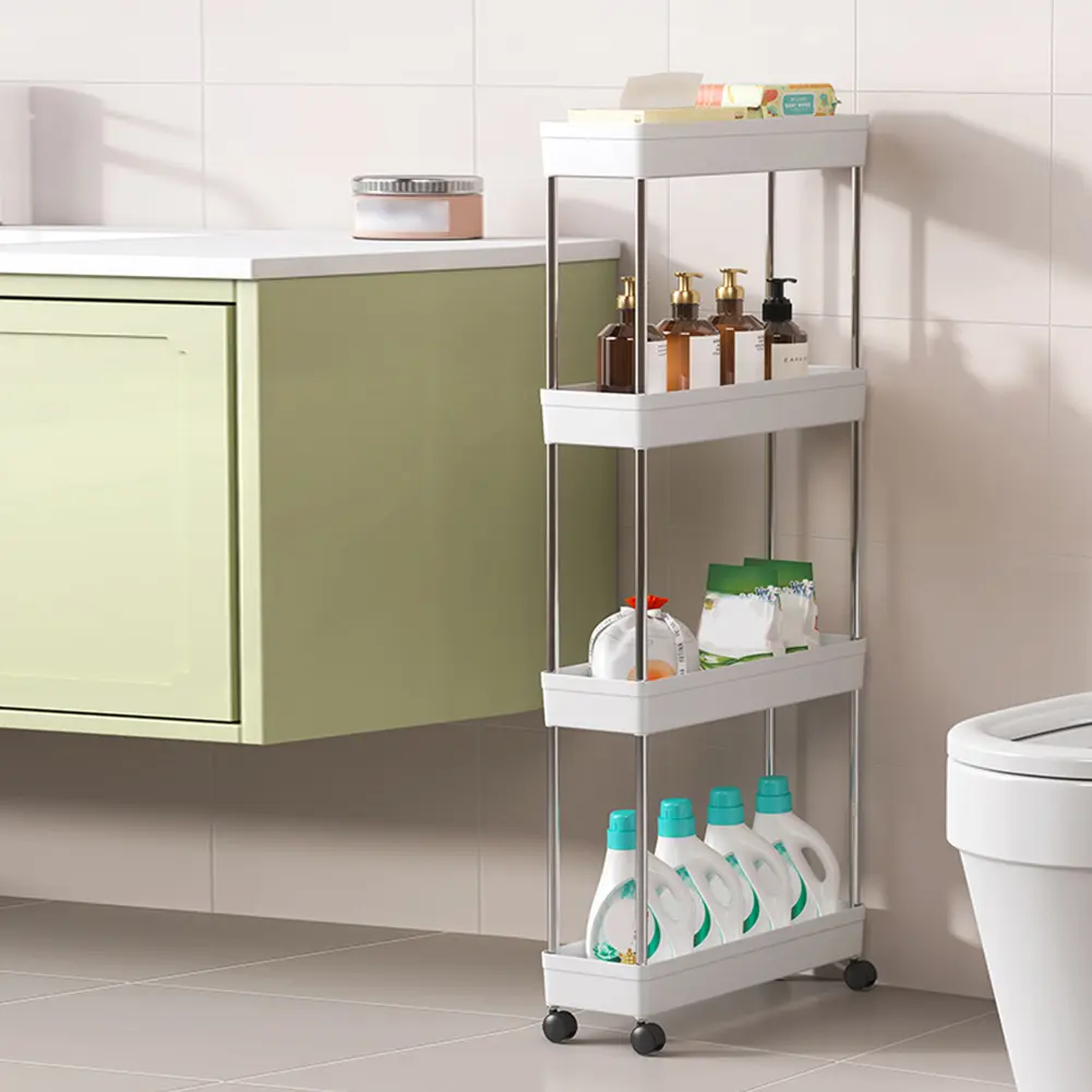 Rolling Utility Cart Multi-purpose Bathroom Storage Rack Space-Saving Movable Storage Organizer for Bedroom Organization Storage