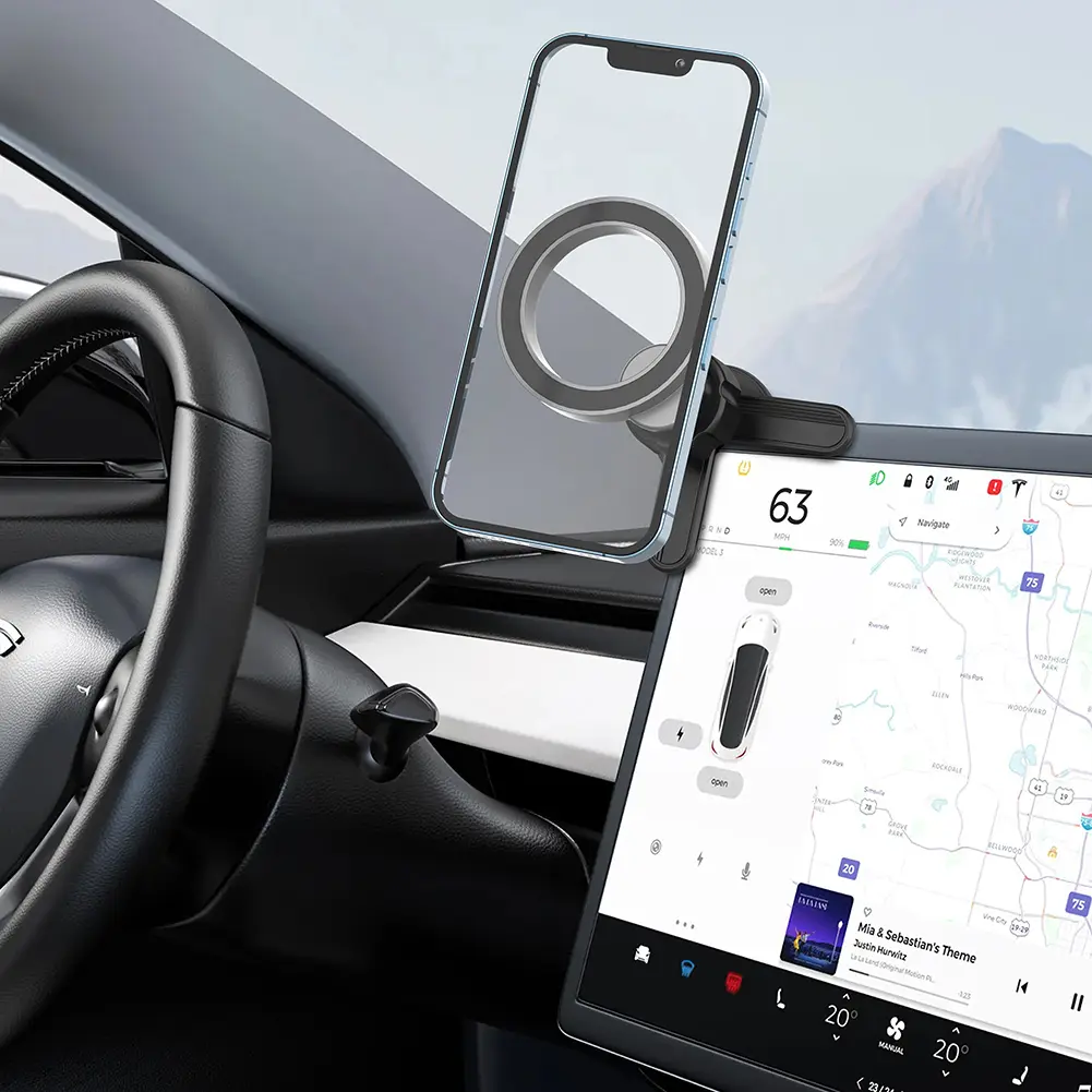 Magnetic Car Phone Holder for Tesla Model 3 Screen 360 Degree Rotation GPS Bracket Car Vent Phone Mount for iPhone Xiaomi Huawei
