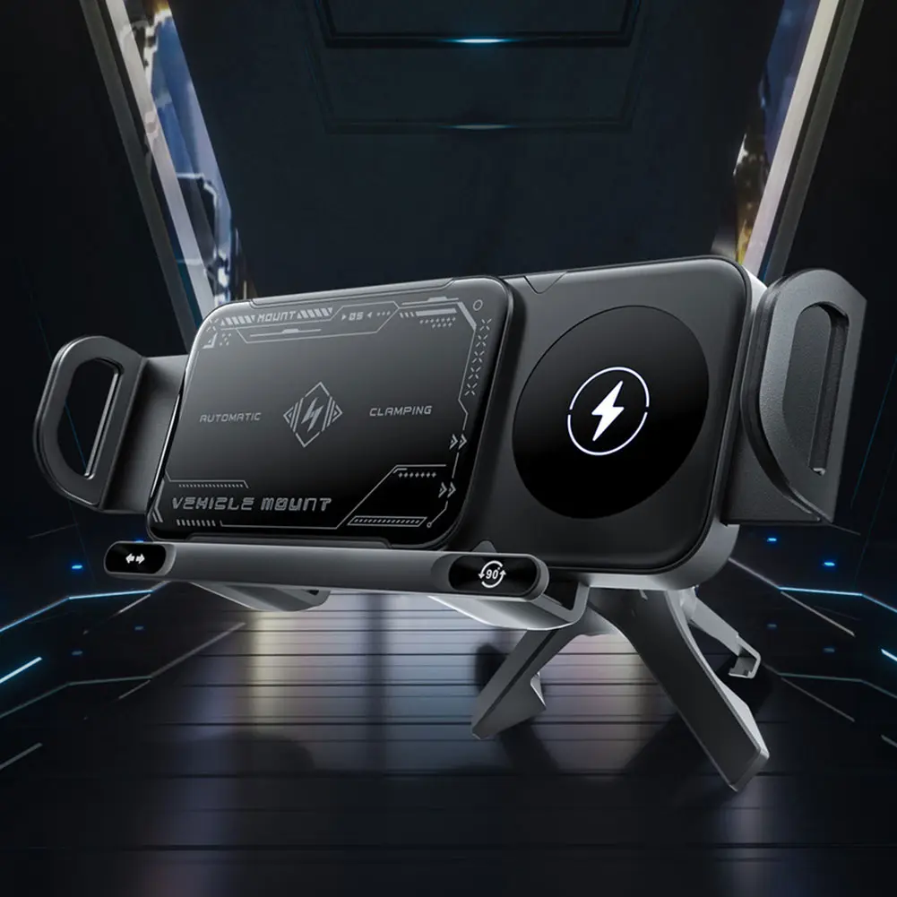 Car Wireless Charger 15W Dual Coil Car Vent Phone Mount Fast Charging Cell Phone Holder for Smartphone/Pad/Foldable Phone