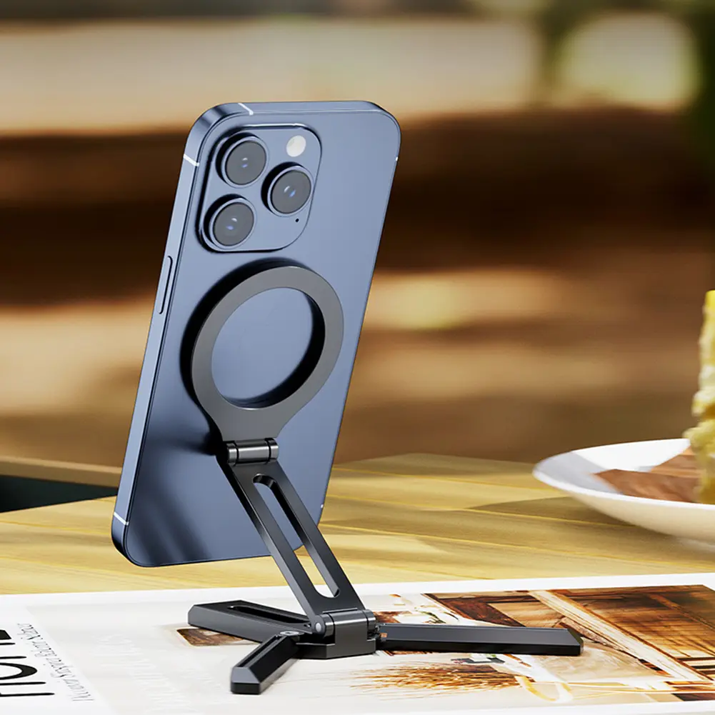Magnetic Folding Phone Holder Aluminum Alloy Smartphone Desk Stand Multifunctional Portable Desktop Phone Mount for Magsafe