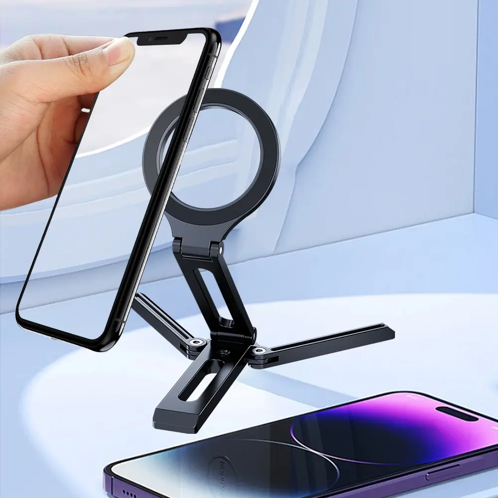 Magnetic Folding Phone Holder Aluminum Alloy Smartphone Desk Stand Multifunctional Portable Desktop Phone Mount for Magsafe