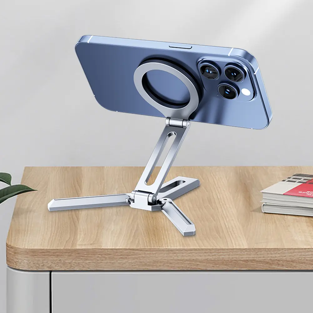 Magnetic Folding Phone Holder Aluminum Alloy Smartphone Desk Stand Multifunctional Portable Desktop Phone Mount for Magsafe