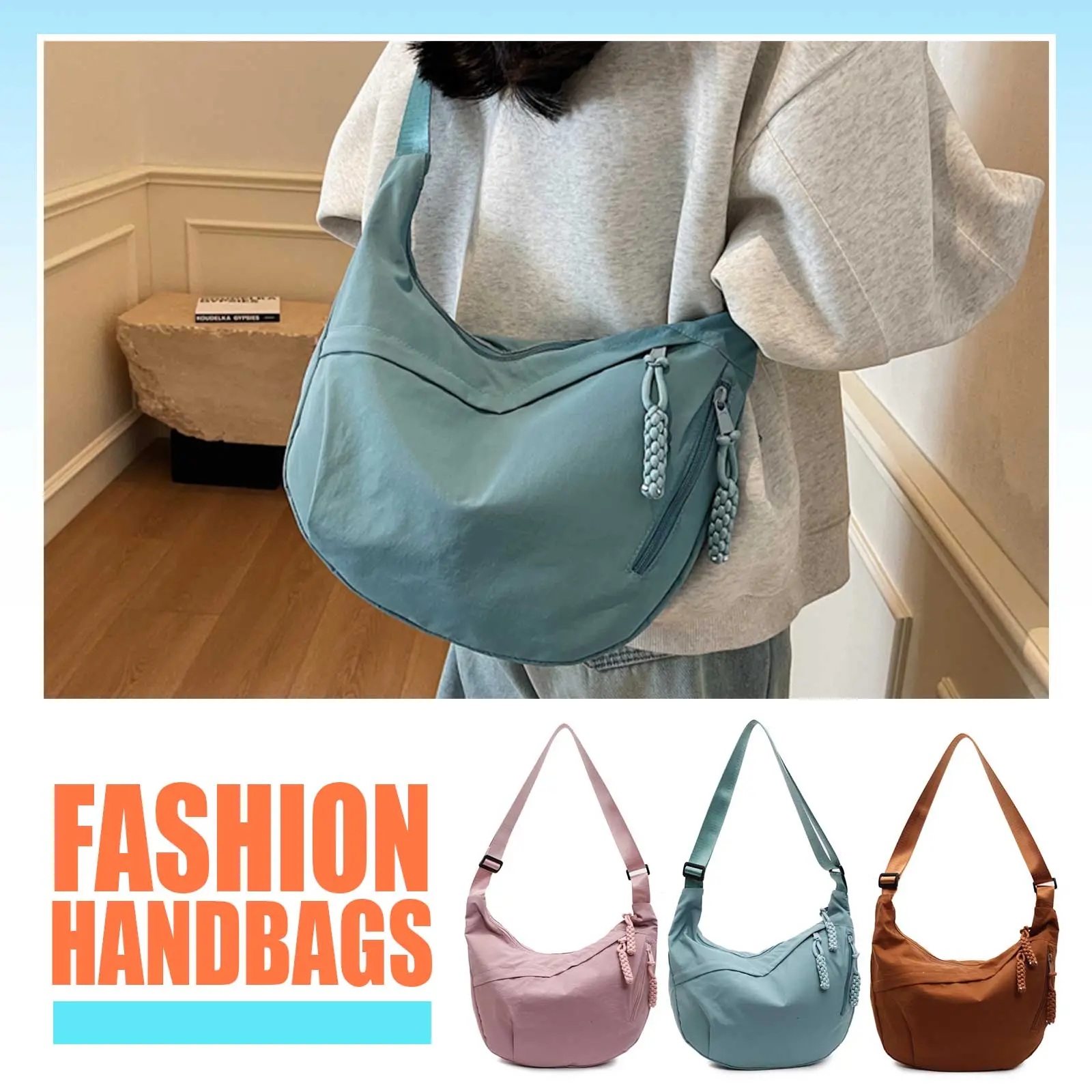 Female All-Match Crossbody Bag Large Capacity Solid Color Sling Bag Water Proof Travel Backpack Date Party Bag