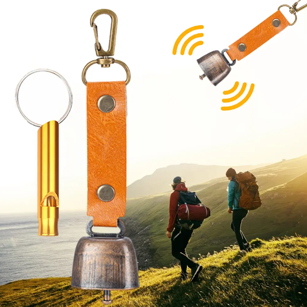 1/2PCS Loud Bear Bell With Emergency Whistle Bear Repel Bell Magnetic Silencer Hanging Bear Bells For Outdoor Camping Survival