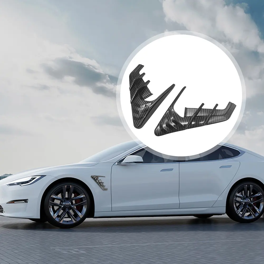For Tesla Model 3 Y Car Side Camera Flanks Covers Spoiler Dust Cover Carbon Fiber Car Side Wing Panel Cover Accessories
